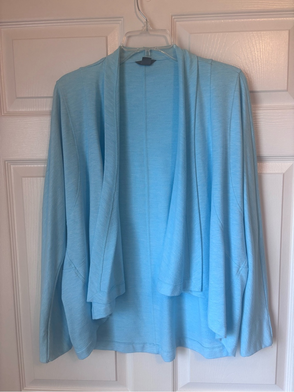 Eddie Bauer Light Blue Open-Front Draped Cardigan